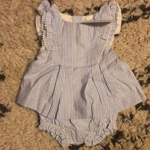 Blue and white striped Janie and Jack girls set